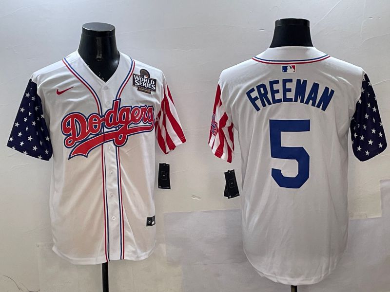 Men Los Angeles Dodgers #5 Freeman White a generation of national flags Joint name 2025 Nike MLB Jersey style 5->los angeles dodgers->MLB Jersey